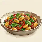 Chorizo Roasted Red Pepper Spinach Gnocchi