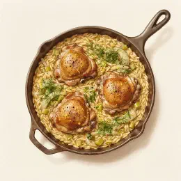 One-Skillet Chicken with Buttery Orzo