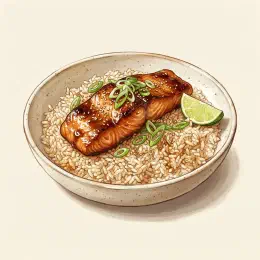 Sushi Rice with Miso-Caramel Glazed Salmon